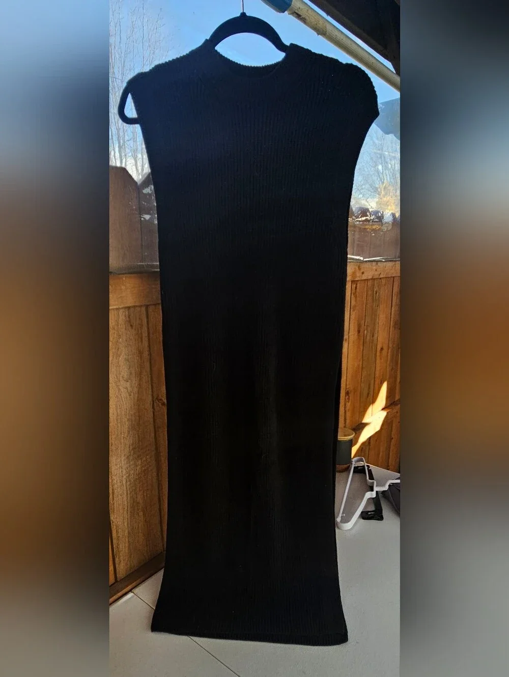 H&M Black Ribbed Knit Maxi Tunick